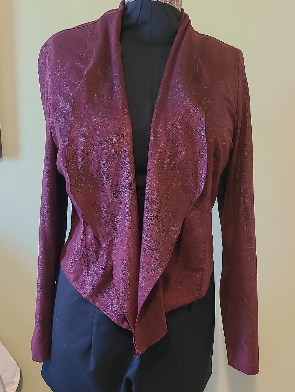 Knox Rose Size Medium Women’s Open Front Draped Jacket - Burgundy